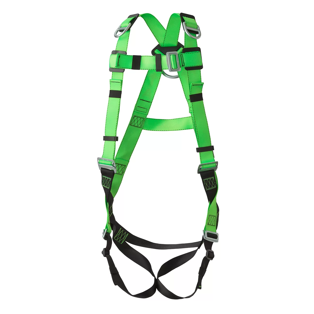 XYEHS EPI-11002E Full Body Fall Protection Safety Harness, 5-Point Adjustment with Fall Indicator, Back & Shoulder D-Rings, High-Visibility Green/Black, Universal Fit - Image 1