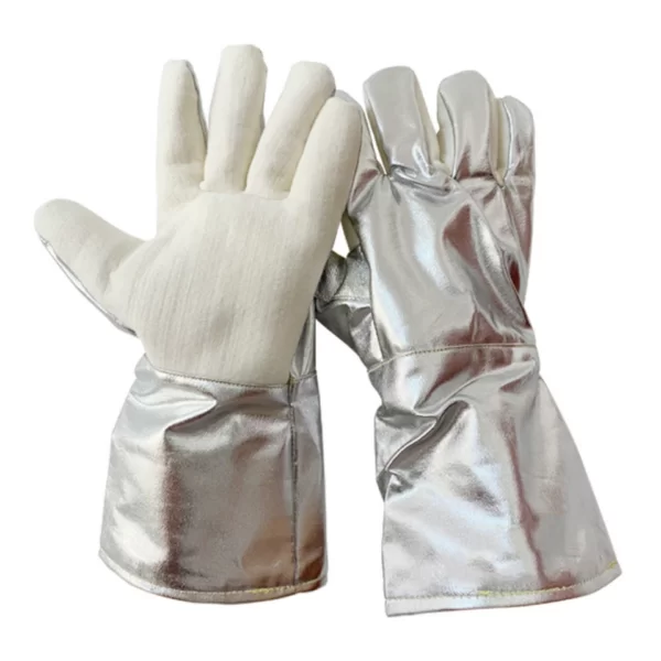 XYEHS Mn-gr400-1 400 ℃ Heat Resistant Gloves, Full-Finger Safety Work Gloves with Aramid Palm, Aluminum Foil Back & Cuff, Thermal Insulation Cotton Inner, 1000 ℃ Thermal Radiation Heat Resistance
